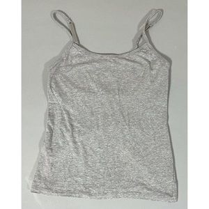 Hanes Heather Gray Grey Shelf-Bra Cami Camisole Tank Top Tee Shirt Size S 🩶